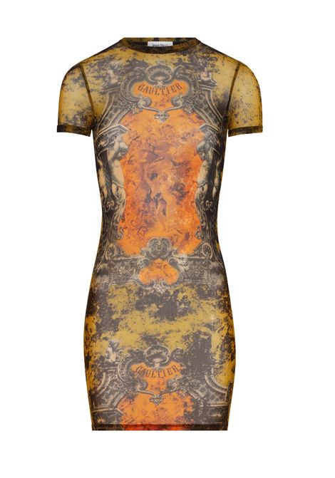 abito corto mesh printed médaillon donna multicolor JEAN PAUL GAULTIER | 25/03-W-DR024-M006P004115